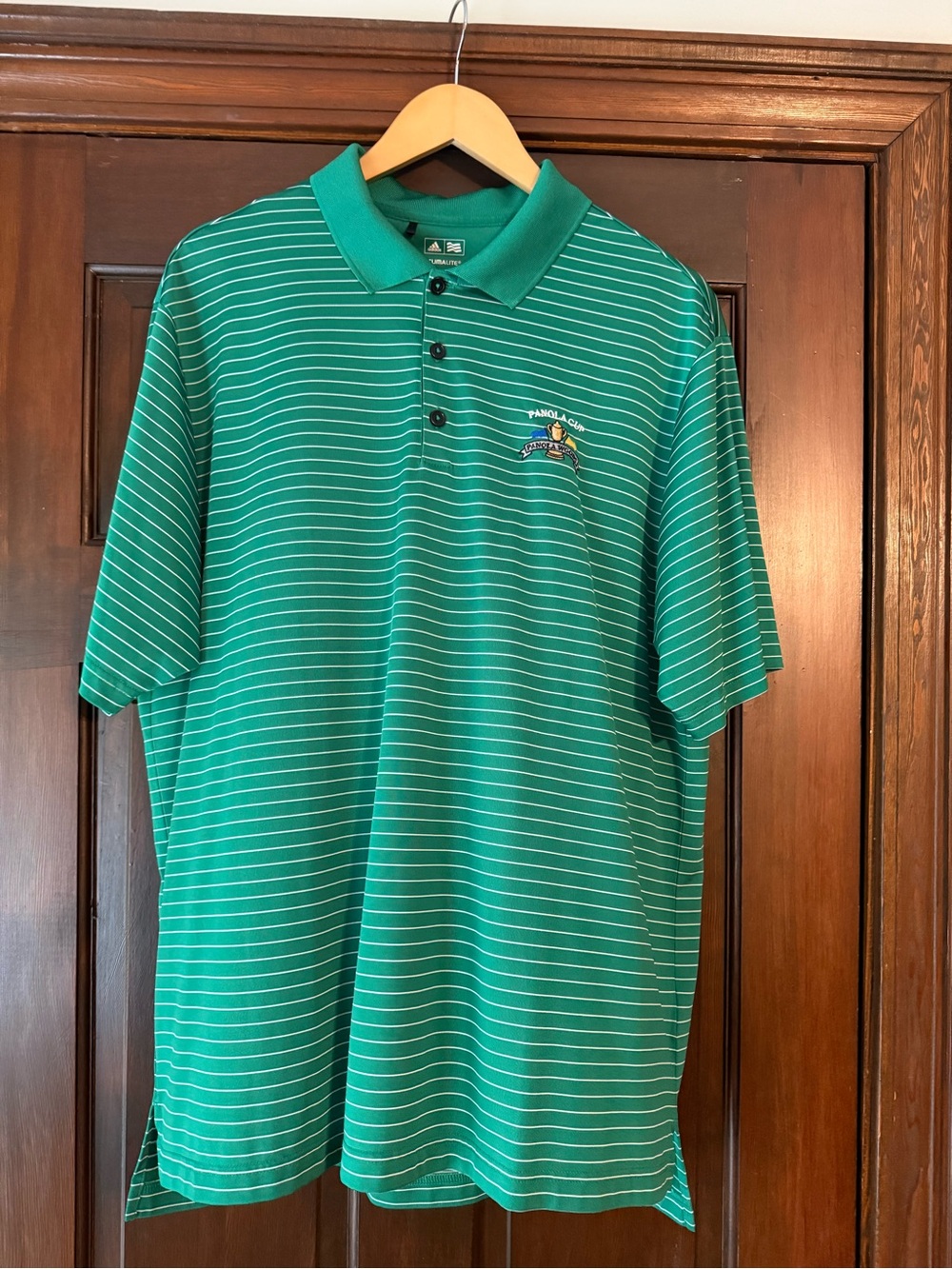 adidas Tournament Green Striped Polo Shirt Golf Shirt